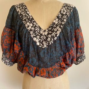 Warm NY loose fit cropped cotton blouse P/S